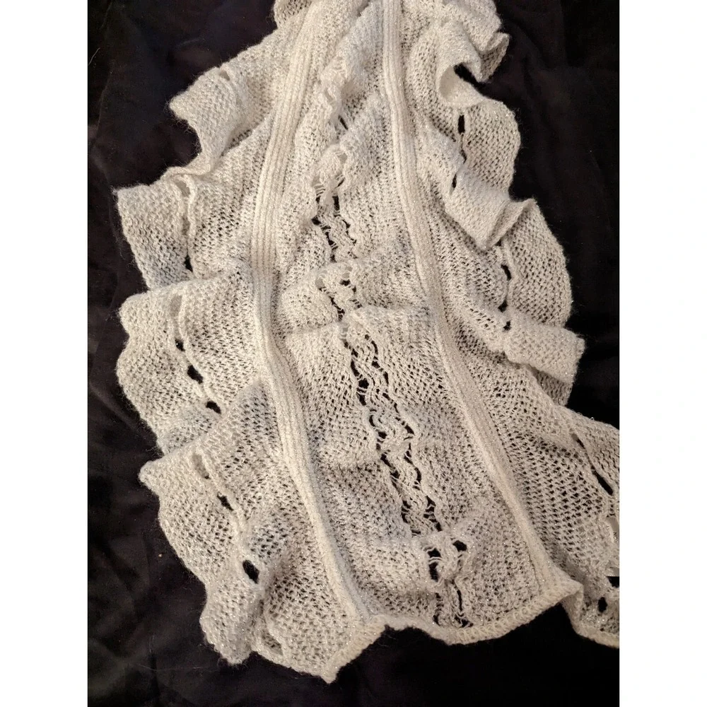 Collections 18 eighteen white‎ sparkle ruffle knit womens neck scarf 8
